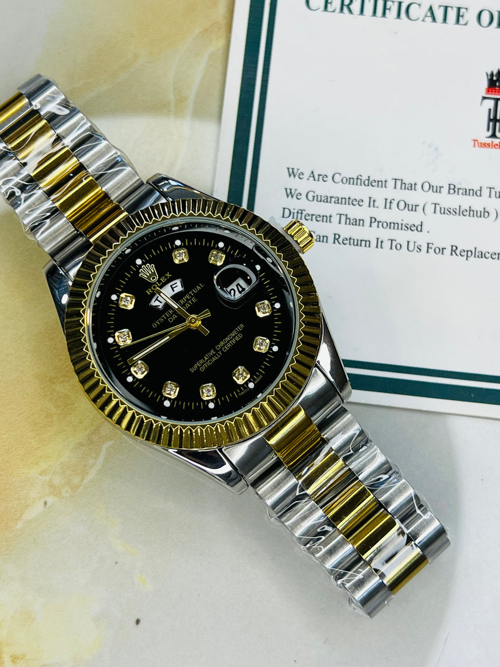 Rolex oyster Two Tone Luxury and Premium watch Black, Gold , Blue & White Dail