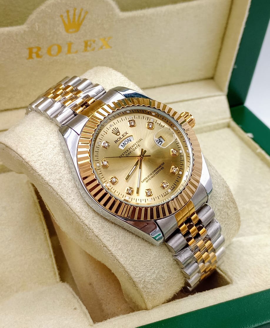 Rolex oyster Two Tone Luxury and Premium watch Black, Gold , Blue & White Dail