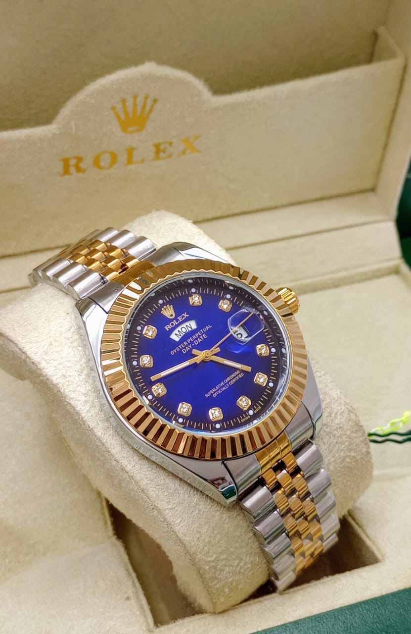 Rolex oyster Two Tone Luxury and Premium watch Black, Gold , Blue & White Dail