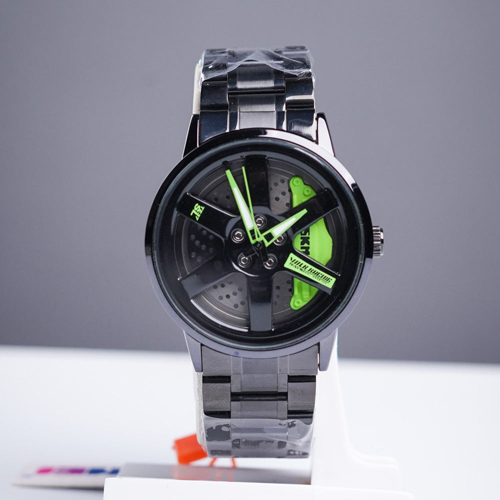 (I)Original SKMEI 1787 – Rotating Wheel Rim Watch | Yellow ,Green & White