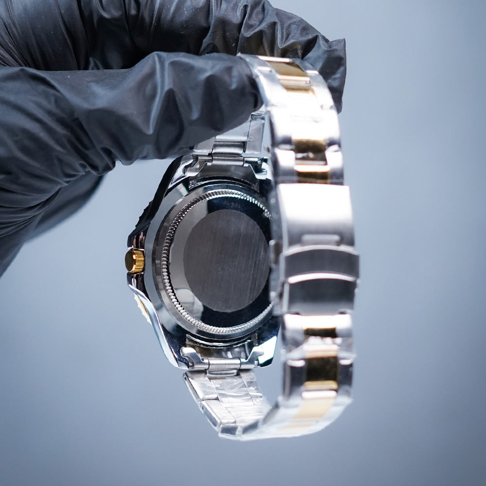 (A) RLX Premium Submariner Two-Tone Watch – Luxury Dive Style in Black Golden