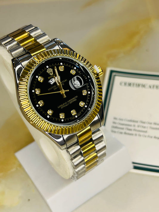 Rolex oyster Two Tone Luxury and Premium watch Black, Gold , Blue & White Dail