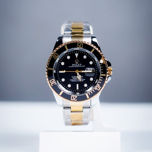 (A) RLX Premium Submariner Two-Tone Watch – Luxury Dive Style in Black Golden